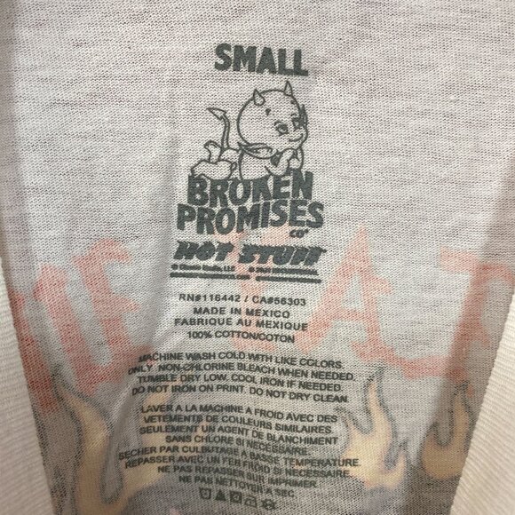 Broken Promises x Hot Stuff Get Burned White T-Shirt Small - Picture 5 of 5